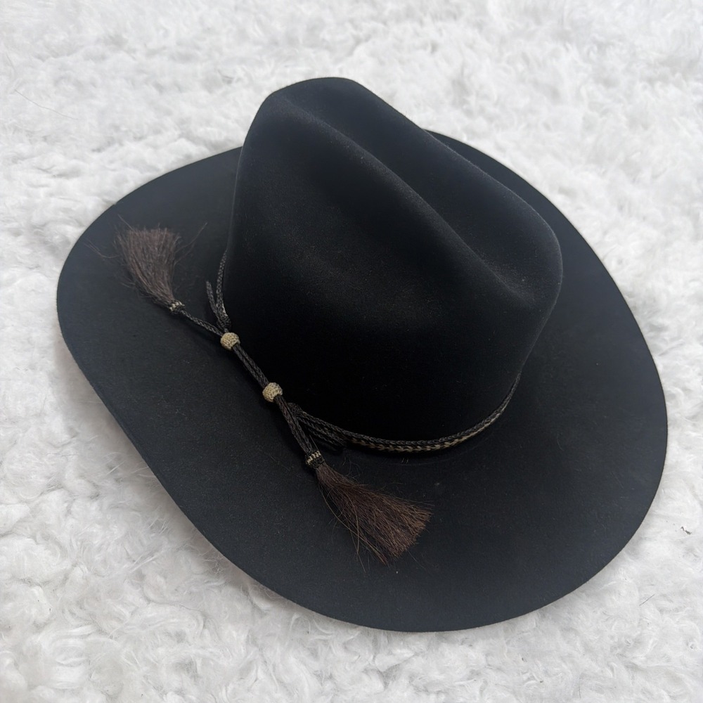 Vintage RESISTOL Western Hat Self Conforming 4X Beaver Braided Horsehair Black